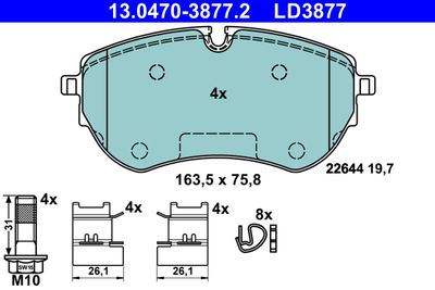 Комплект тормозных колодок, дисковый тормоз 13.0470-3877.2