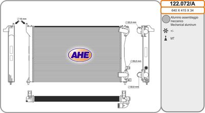 AHE 122.072/A Радиатор охлаждения двигателя  для PEUGEOT 406 (8B) 2.0 HDI 110