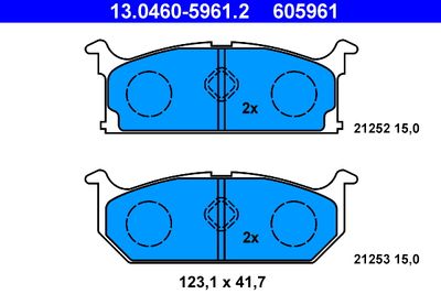 Комплект тормозных колодок, дисковый тормоз ATE 13.0460-5961.2 для SUZUKI SJ410