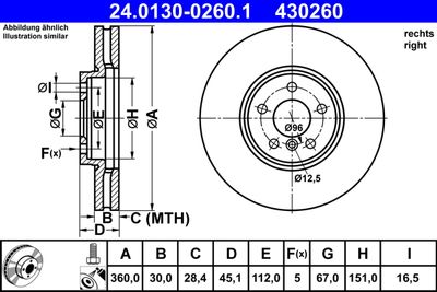 Тормозной диск ATE 24.0130-0260.1 для BMW X2