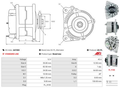 GENERATOR / ALTERNATOR AS-PL A4156S 5