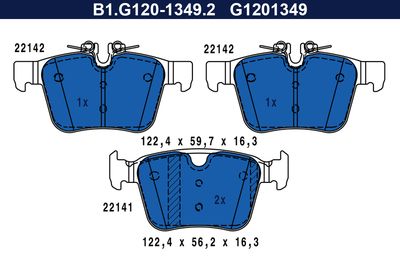 комплект спирачно феродо, дискови спирачки GALFER B1.G120-1349.2