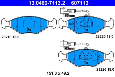 Комплект тормозных колодок, дисковый тормоз ATE 13.0460-7113.2 для FIAT PALIO