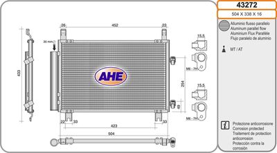 Конденсатор, кондиционер AHE 43272 для DAIHATSU CHARADE