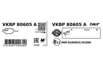 Brake Pad Set, disc brake VKBP 80605 A