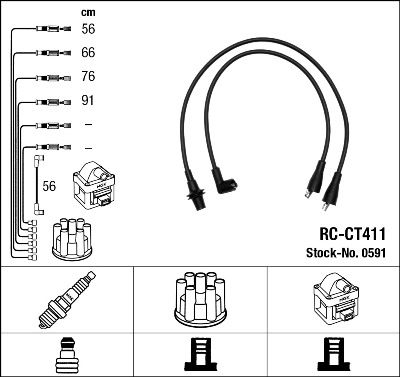 Комплект проводов зажигания NGK 0591 для PEUGEOT 305