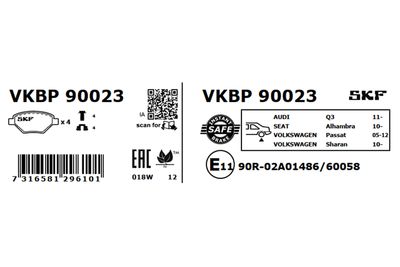 Комплект тормозных колодок, дисковый тормоз VKBP 90023