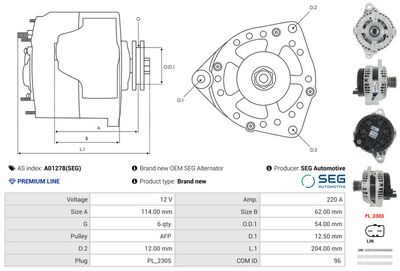 GENERATOR / ALTERNATOR AS-PL A01278SEG 4