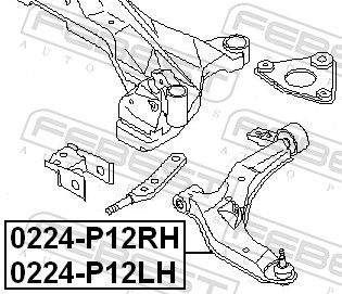 Control/Trailing Arm, wheel suspension 0224-P12RH