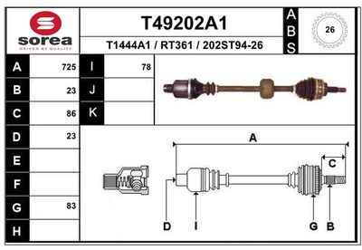 EAI T49202A1 Полуось в сборе для RENAULT KANGOO Express (FC0/1_) 1.5 dCi (FC07, FC1R) EAI T49202A1 Полуось в сборе для RENAULT KANGOO Express (FC0/1_) 1.5 dCi (FC07, FC1R)