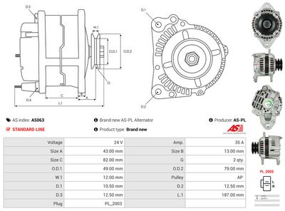 GENERATOR / ALTERNATOR AS-PL A5063 4