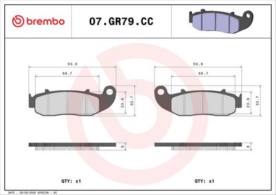 Komplet kočnih obloga, disk kočnica BREMBO 07GR79CC