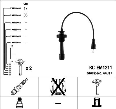Комплект проводов зажигания NGK 44317 для MITSUBISHI OUTLANDER