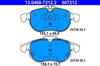 Комплект тормозных колодок, дисковый тормоз ATE 13.0460-7212.2 для OPEL VECTRA