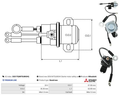 Elektromagnetický spínač, startér AS-PL SS5175(MITSUBISHI)