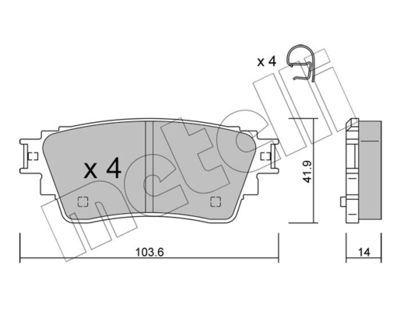 Комплект тормозных колодок, дисковый тормоз METELLI 22-1160-0 для MITSUBISHI ECLIPSE	CROSS