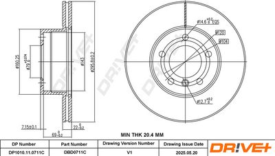 Tarcza hamulcowa DR!VE+ DBD0711C