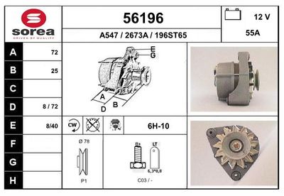 Генератор EAI 56196 для BMW 2500-3.3