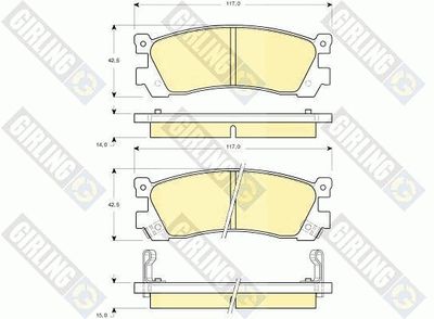 Комплект тормозных колодок, дисковый тормоз GIRLING 6132649 для MAZDA XEDOS
