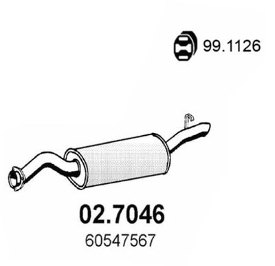 ASSO 02.7046 Глушитель выхлопных газов  для ALFA ROMEO 155 (167_) 2.0 16V Turbo Q4 (167.A2B, 167.A2C, 167.A2E)