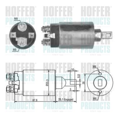 Тяговое реле, стартер HOFFER 46143 для KIA PREGIO