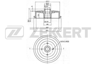 ZEKKERT BS-5412 Тормозной барабан  для ZAZ SENS (Заз Сенс)