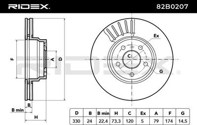 спирачен диск RIDEX 82B0207