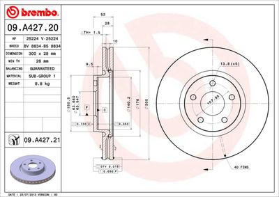 BREMBO Bremsscheibe PRIME LINE - UV Coated (09.A427.21)