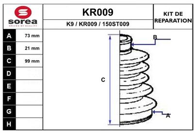 EAI KR009 Пыльник шруса  для CHEVROLET  (Шевроле Траx)