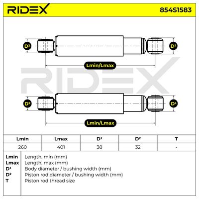 амортисьор RIDEX 854S1583