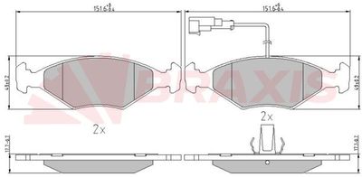 Комплект тормозных колодок, дисковый тормоз BRAXIS AA0603 для FIAT ALBEA