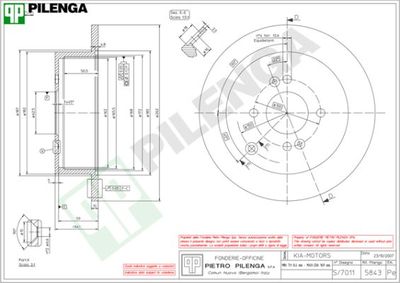 PILENGA 5843 Тормозные диски PILENGA для KIA RIO
