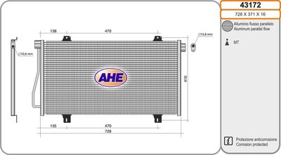 Конденсатор, кондиционер AHE 43172 для RENAULT MASTER