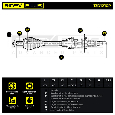 полуоска RIDEX 13D1210P