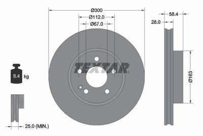 Тормозной диск TEXTAR 93123403 для MERCEDES-BENZ MARCO
