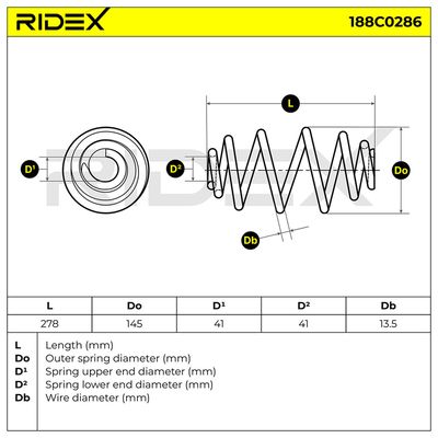 пружина за ходовата част RIDEX 188C0286