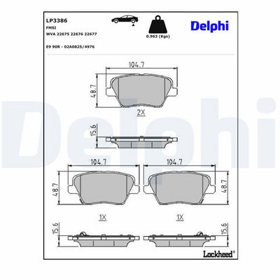 BREMSBELAGSATZ SCHEIBENBREMSE DELPHI LP3386 2