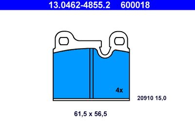 Комплект тормозных колодок, дисковый тормоз ATE 13.0462-4855.2 для PORSCHE 914