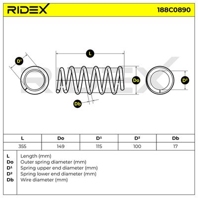 пружина за ходовата част RIDEX 188C0890
