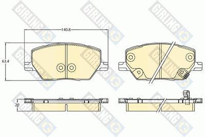 Комплект тормозных колодок, дисковый тормоз GIRLING 6136296 для JEEP COMPASS