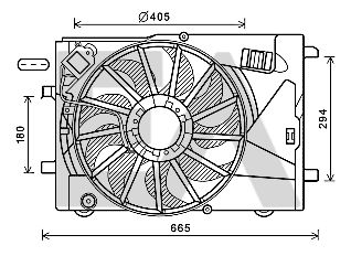 Вентилятор, охлаждение двигателя EACLIMA 33V54064 для OPEL MOKKA