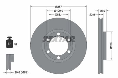 Тормозной диск TEXTAR 92075800 для ISUZU D-MAX