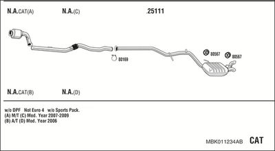 Układ wydechowy WALKER MBK011234AB