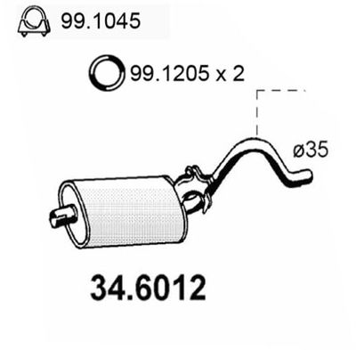 ASSO 34.6012 Глушитель выхлопных газов  для OPEL KADETT (Опель Kадетт)
