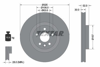 Тормозной диск TEXTAR 92278605 для JAGUAR E-PACE
