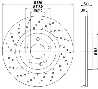 HELLA 8DD 355 120-351 Тормозные диски  для MERCEDES-BENZ A-CLASS (Мерседес А-класс)