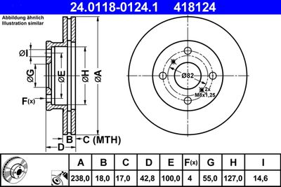 Тормозной диск ATE 24.0118-0124.1 для TOYOTA PASEO