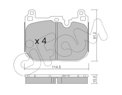 комплект спирачно феродо, дискови спирачки CIFAM 822-1015-4