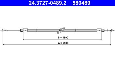 Тросик, cтояночный тормоз ATE 24.3727-0489.2 для MERCEDES-BENZ VITO