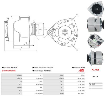 GENERATOR / ALTERNATOR AS-PL A01097S 4